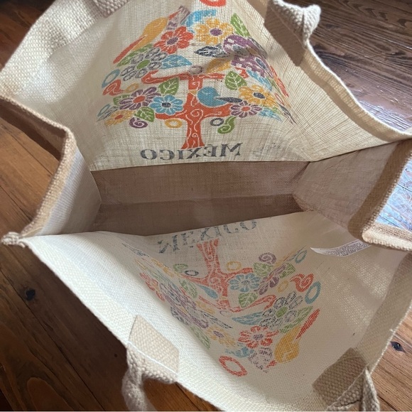 Mexico Jute Tote Bag‎ – Colorful Otomi-Inspired Tree Design - Picture 6 of 15